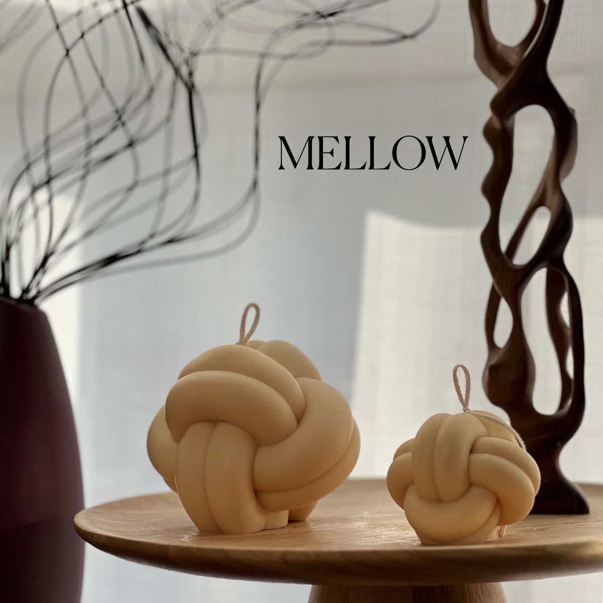 Bougie de soja Nœud minimaliste : décor pour table basse