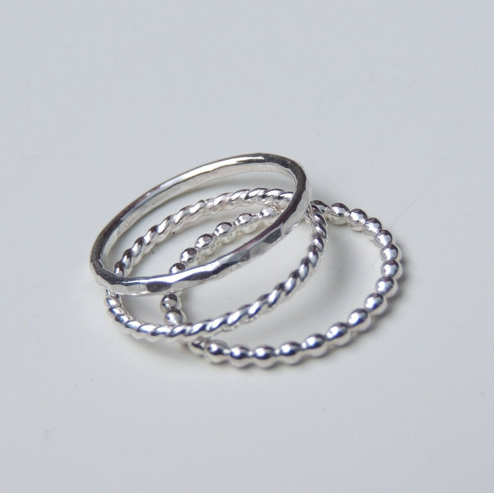 Above the Knuckle Ring Midi Ring Sterling Silver Beaded Band