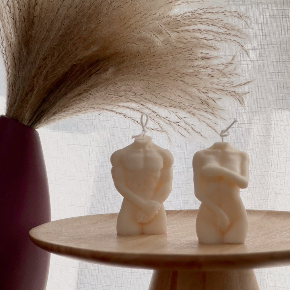 Bougie de soya artisanale Corps : décor sculptural pour la maison