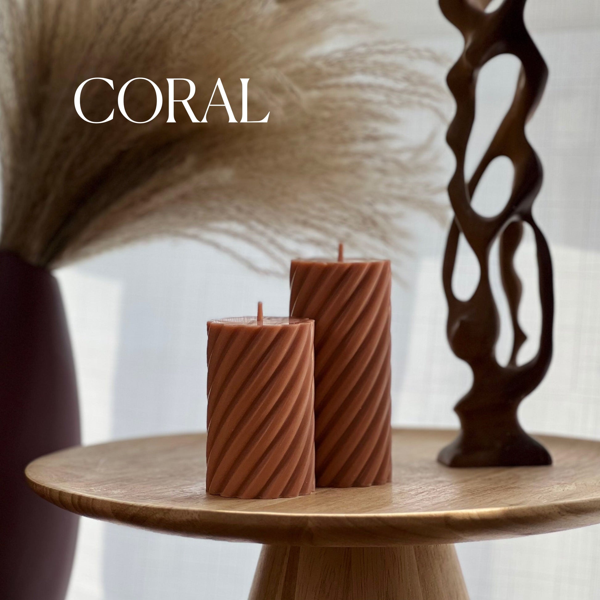 Spiral Ribbed Pillar Candle Set