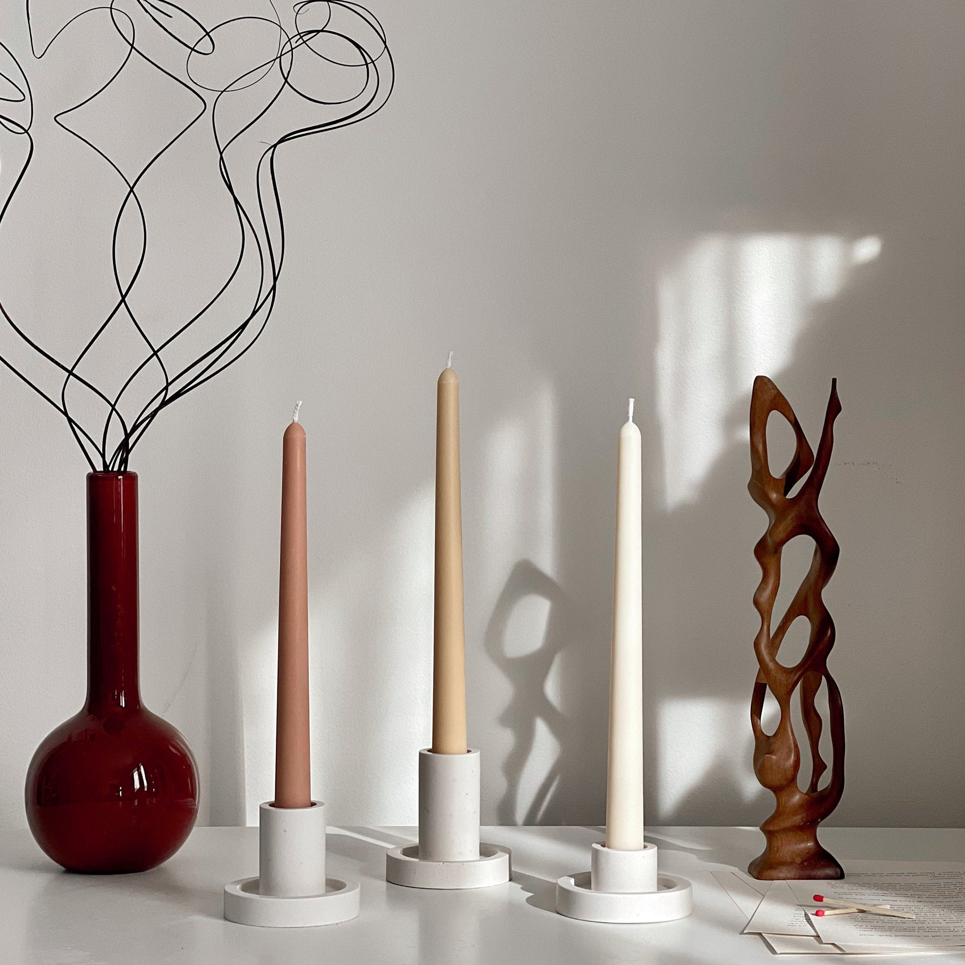Handmade Narrow Taper Candle: Pastel Soy Wax Dinner Candle