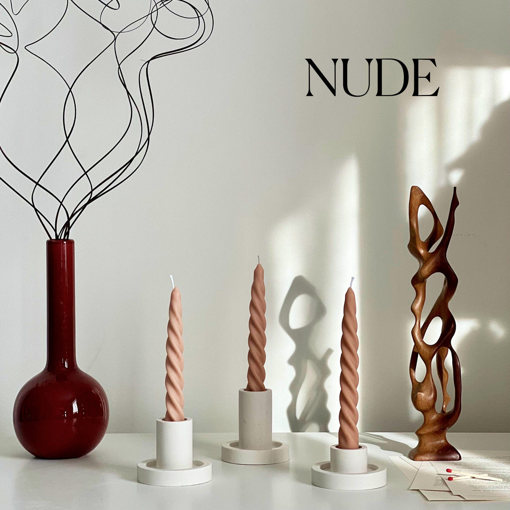 Handmade Twisted Soy Wax Taper Candle: Pastel Dinner Candle