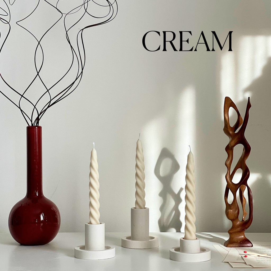 Handmade Twisted Soy Wax Taper Candle: Pastel Dinner Candle