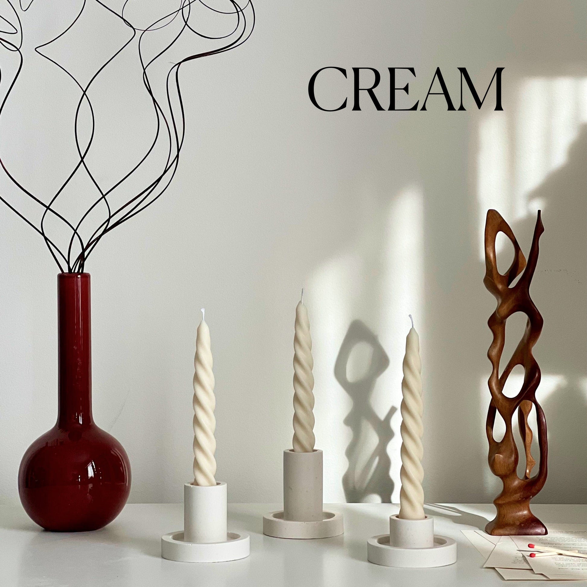 Handmade Twisted Soy Wax Taper Candle: Pastel Dinner Candle