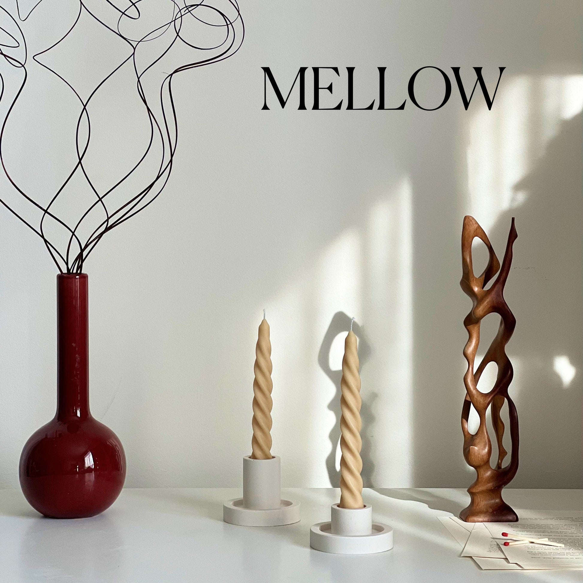 Handmade Twisted Soy Wax Taper Candle: Pastel Dinner Candle