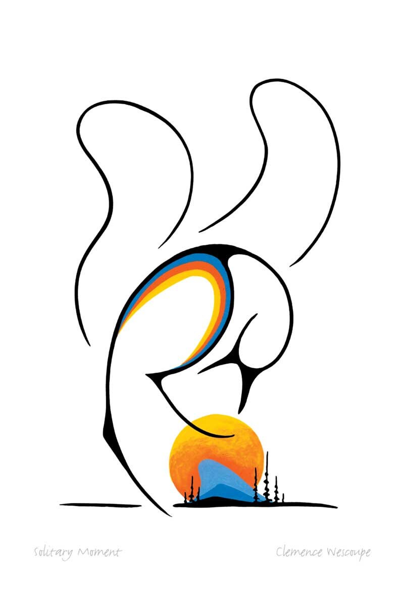 Solitary Moment par Clemance Wescoupe, carte d'art autochtone inuit, décor autochtone, carte d'art encadrée