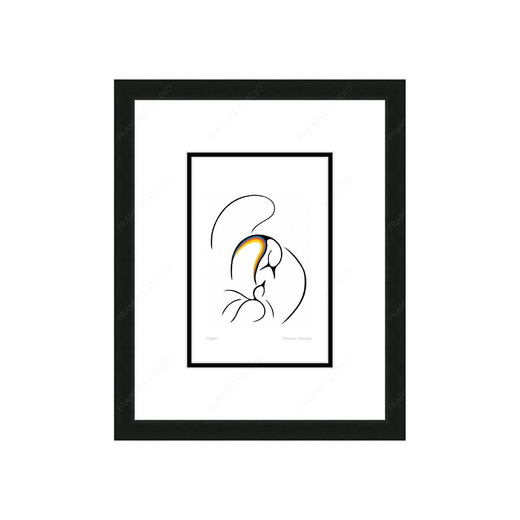Sagesse par Clemance Wescoupe, carte d'art inuit autochtone, décor autochtone, carte d'art encadrée