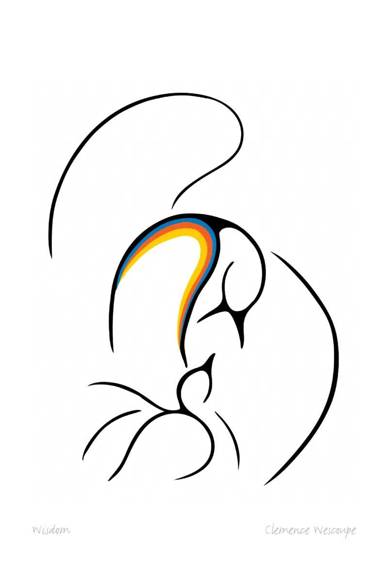 Sagesse par Clemance Wescoupe, carte d'art inuit autochtone, décor autochtone, carte d'art encadrée