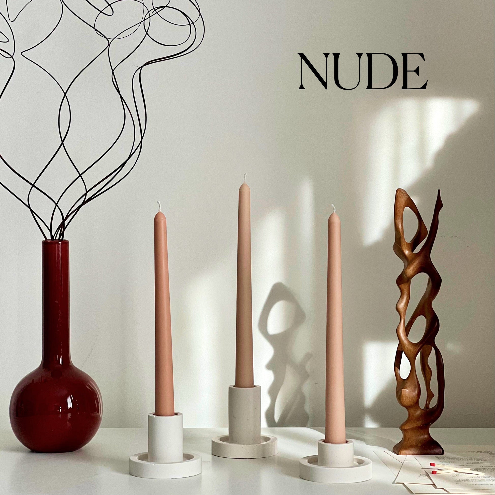 Handmade Narrow Taper Candle: Pastel Soy Wax Dinner Candle