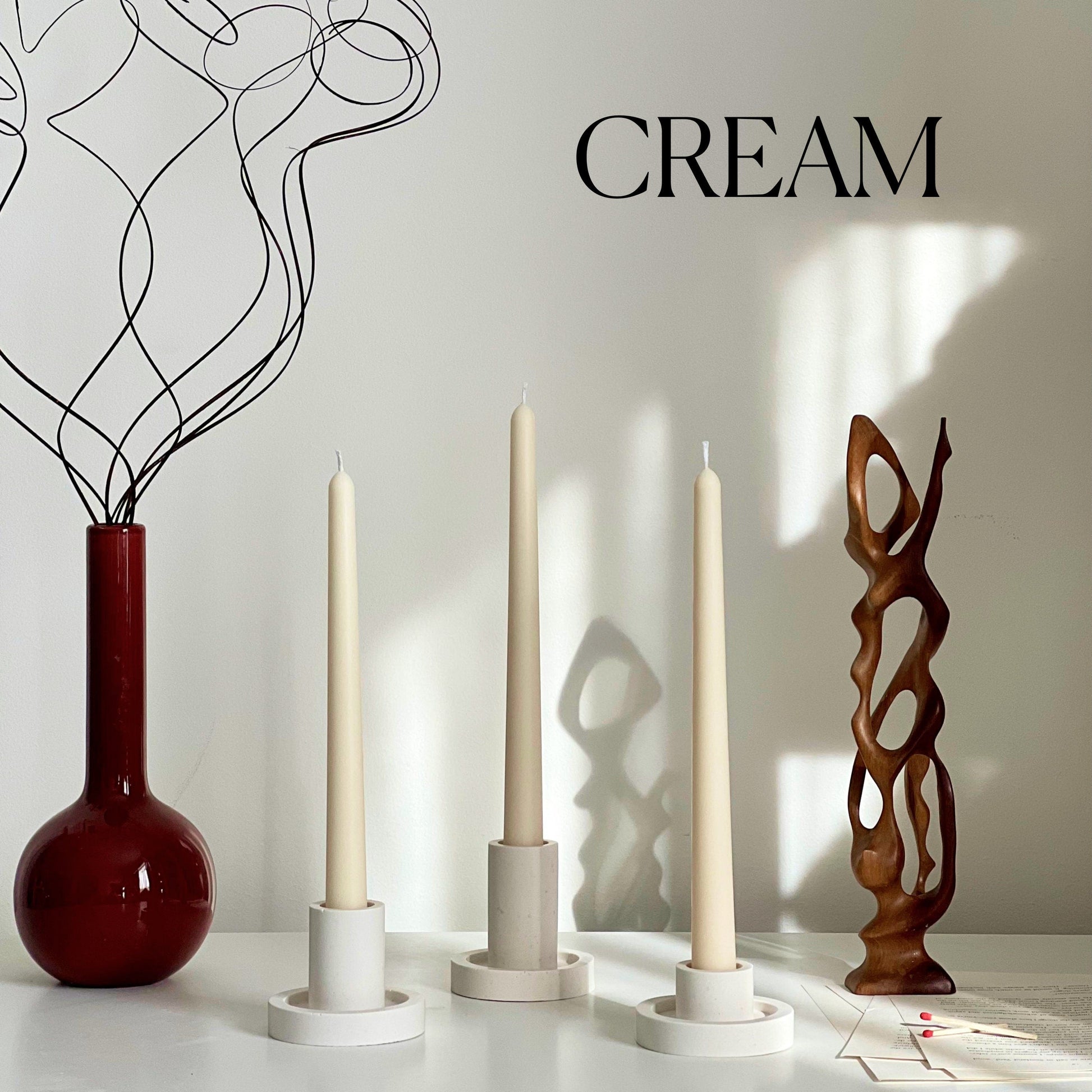 Handmade Narrow Taper Candle: Pastel Soy Wax Dinner Candle