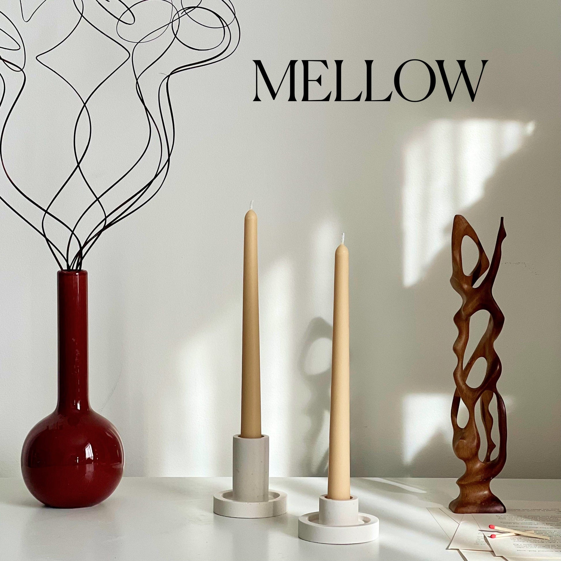 Handmade Narrow Taper Candle: Pastel Soy Wax Dinner Candle