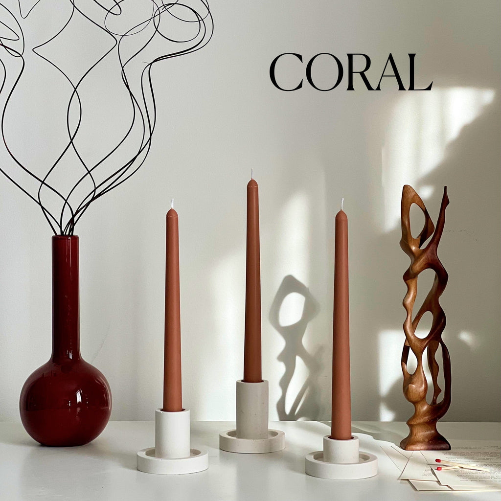Handmade Narrow Taper Candle: Pastel Soy Wax Dinner Candle