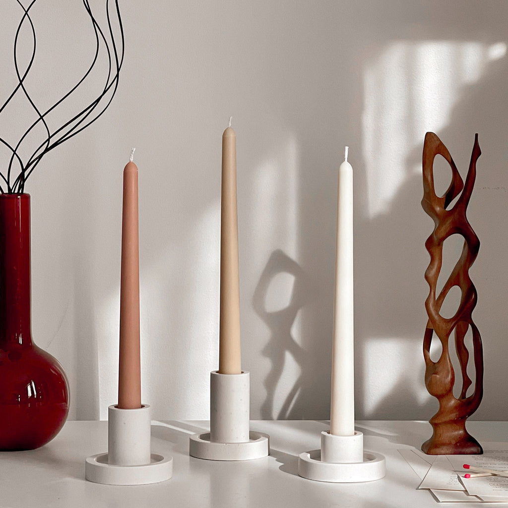 Handmade Narrow Taper Candle: Pastel Soy Wax Dinner Candle