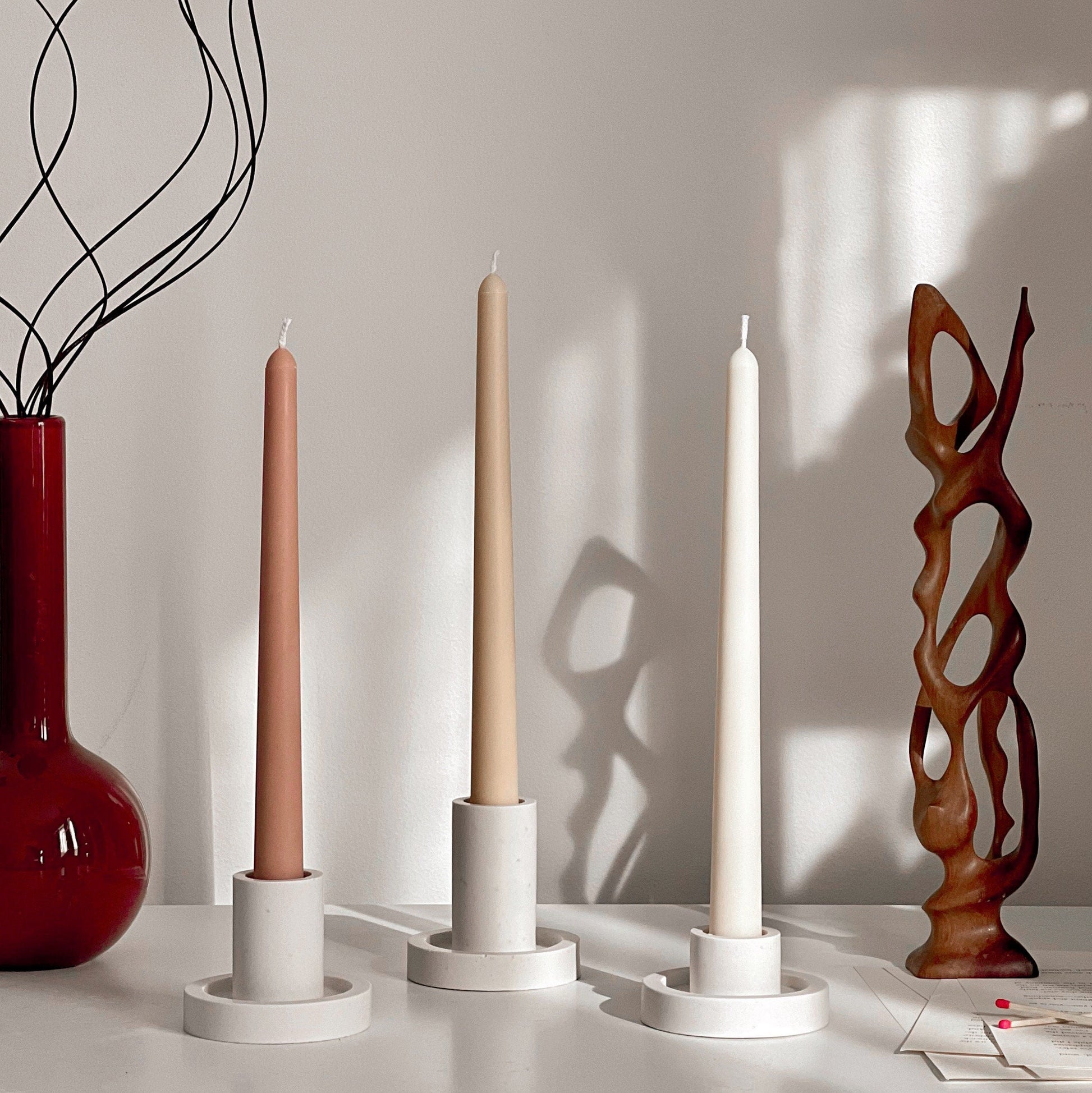 Handmade Narrow Taper Candle: Pastel Soy Wax Dinner Candle