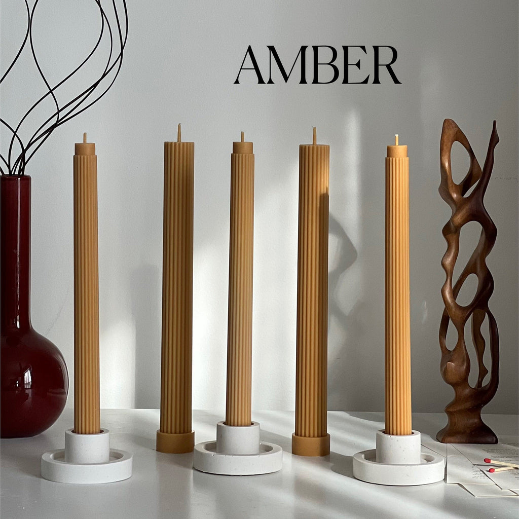 Ribbed Soy Wax Taper Candle: Unscented Event Decor