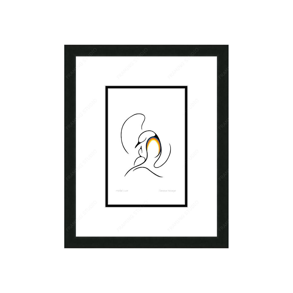 Mother’s Love by Clemance Wescoupe, Indigenous Inuit Art Card, Aboriginal Decor, Framed Art Card
