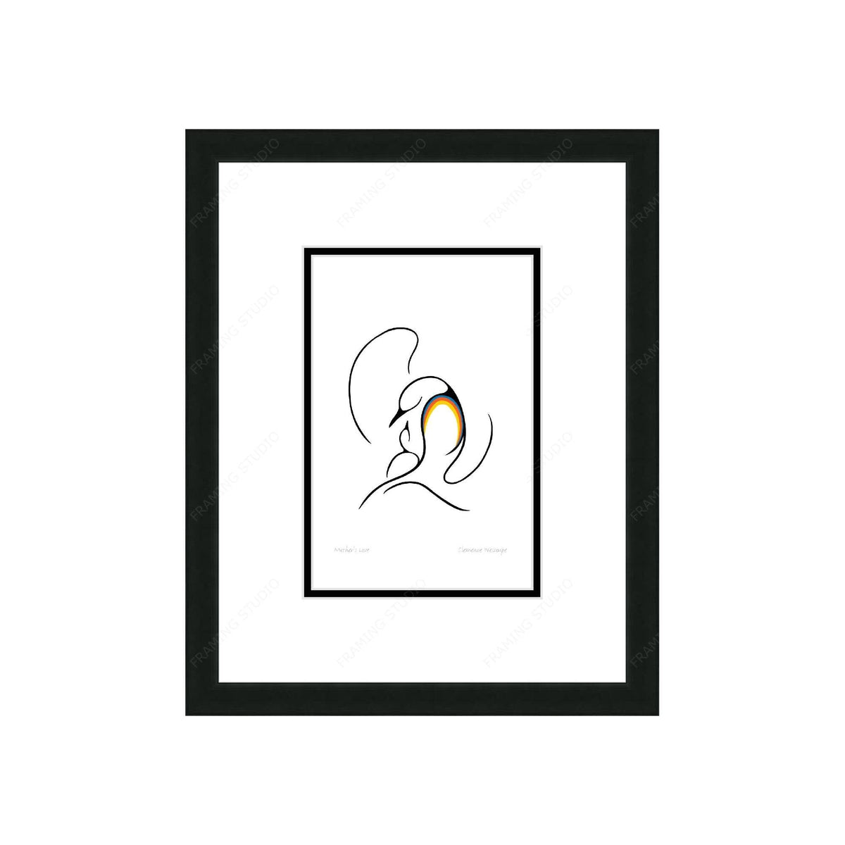 Mother’s Love by Clemance Wescoupe, Indigenous Inuit Art Card, Aboriginal Decor, Framed Art Card