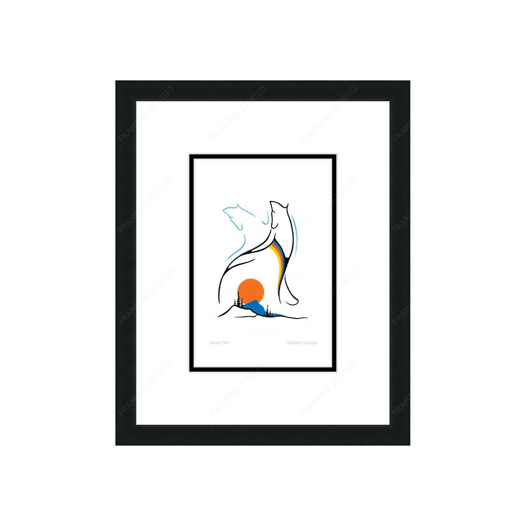 Sacred Bear par Clemance Wescoupe, carte d'art autochtone inuit, décor autochtone, carte d'art encadrée