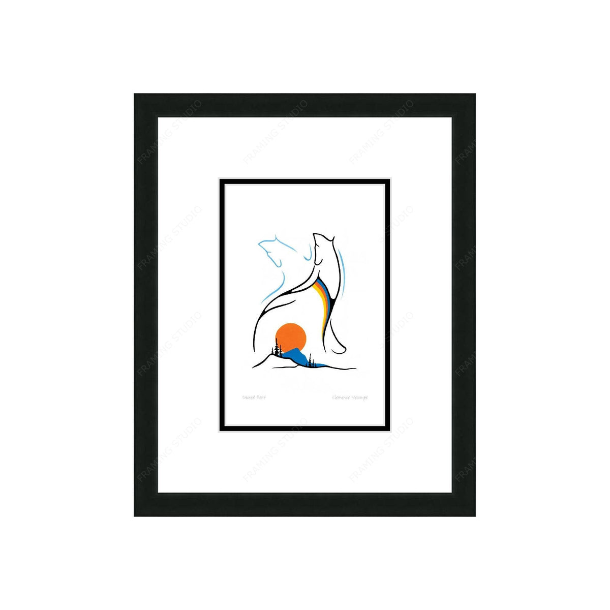 Sacred Bear par Clemance Wescoupe, carte d'art autochtone inuit, décor autochtone, carte d'art encadrée
