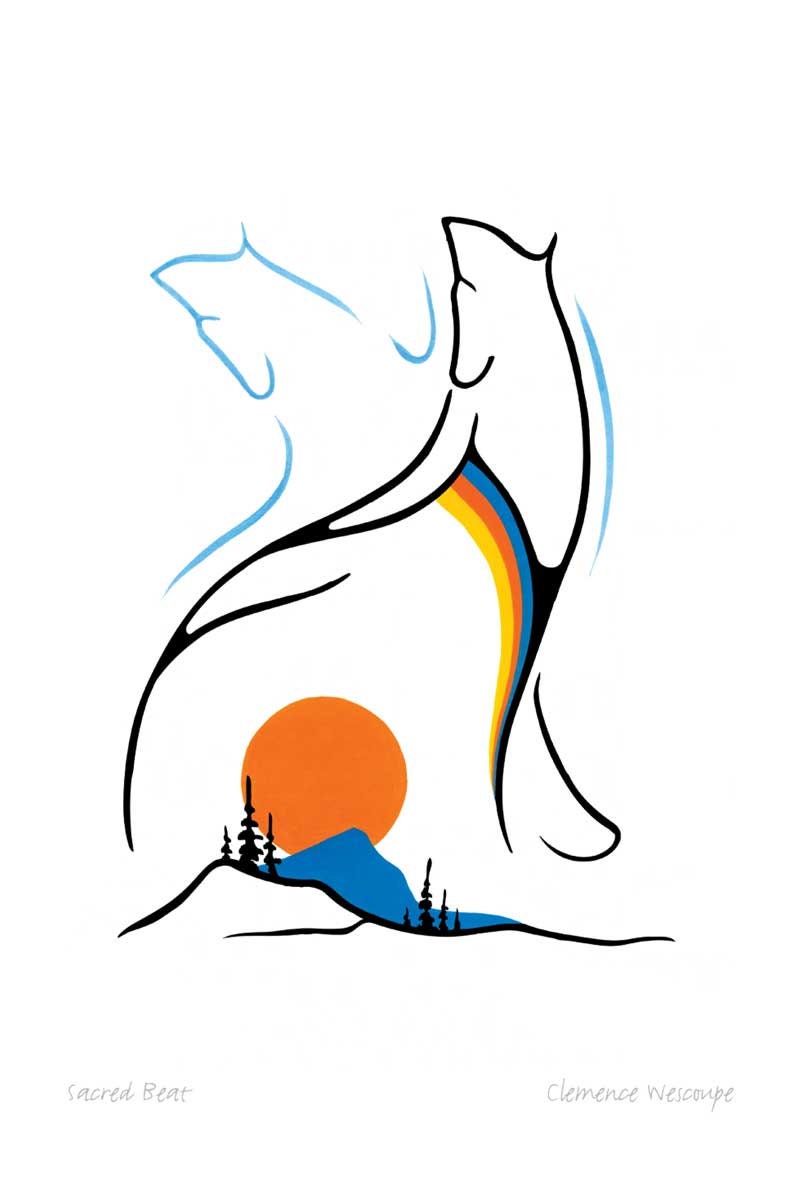 Sacred Bear par Clemance Wescoupe, carte d'art autochtone inuit, décor autochtone, carte d'art encadrée