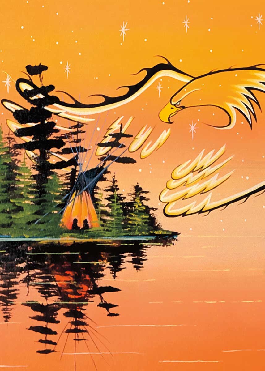 Eagle Protector By William Monague, Indigenous Art Print, First Nations, Ojibway, Native Americans Indian Decor, Framed Art