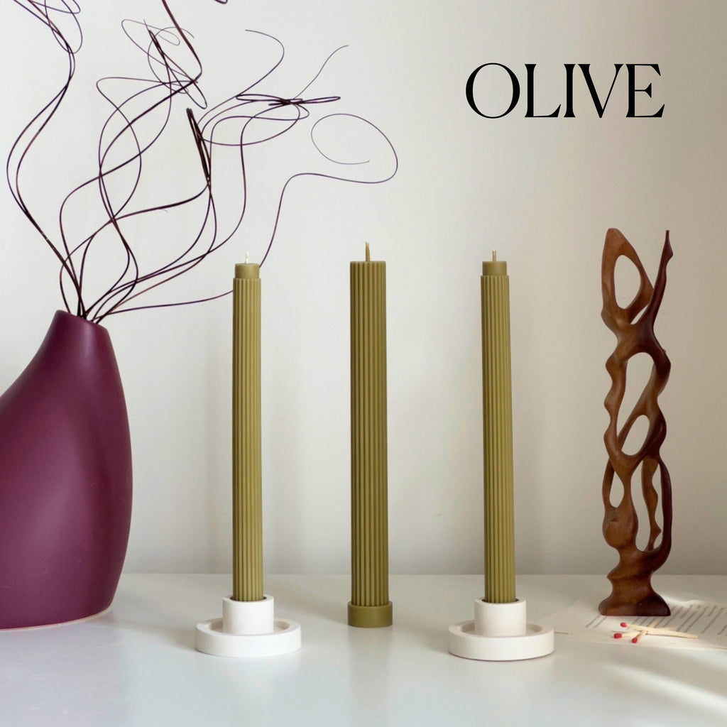 Ribbed Soy Wax Taper Candle: Unscented Event Decor