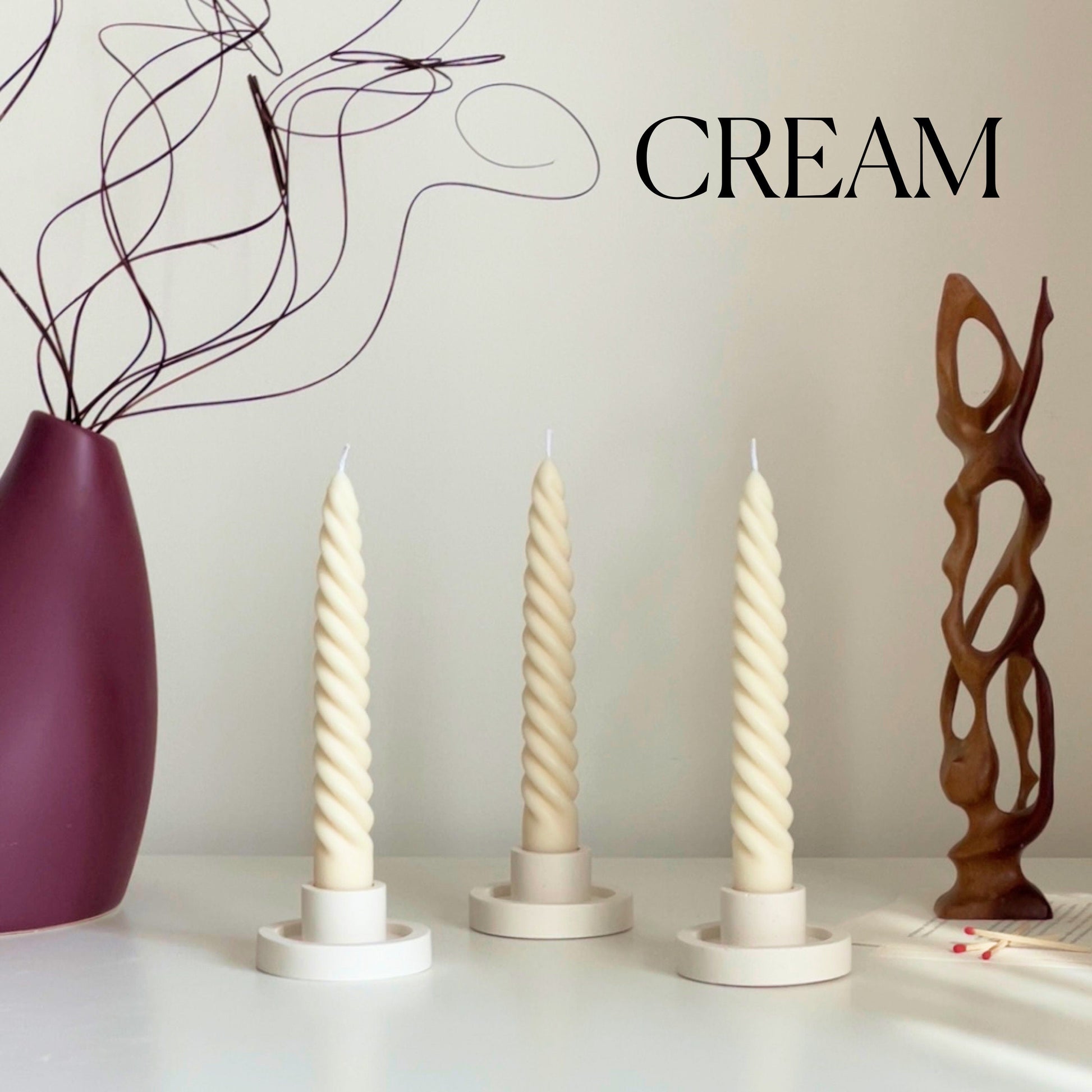 Handmade Twisted Taper Candle: Pastel Dinner Table Decor