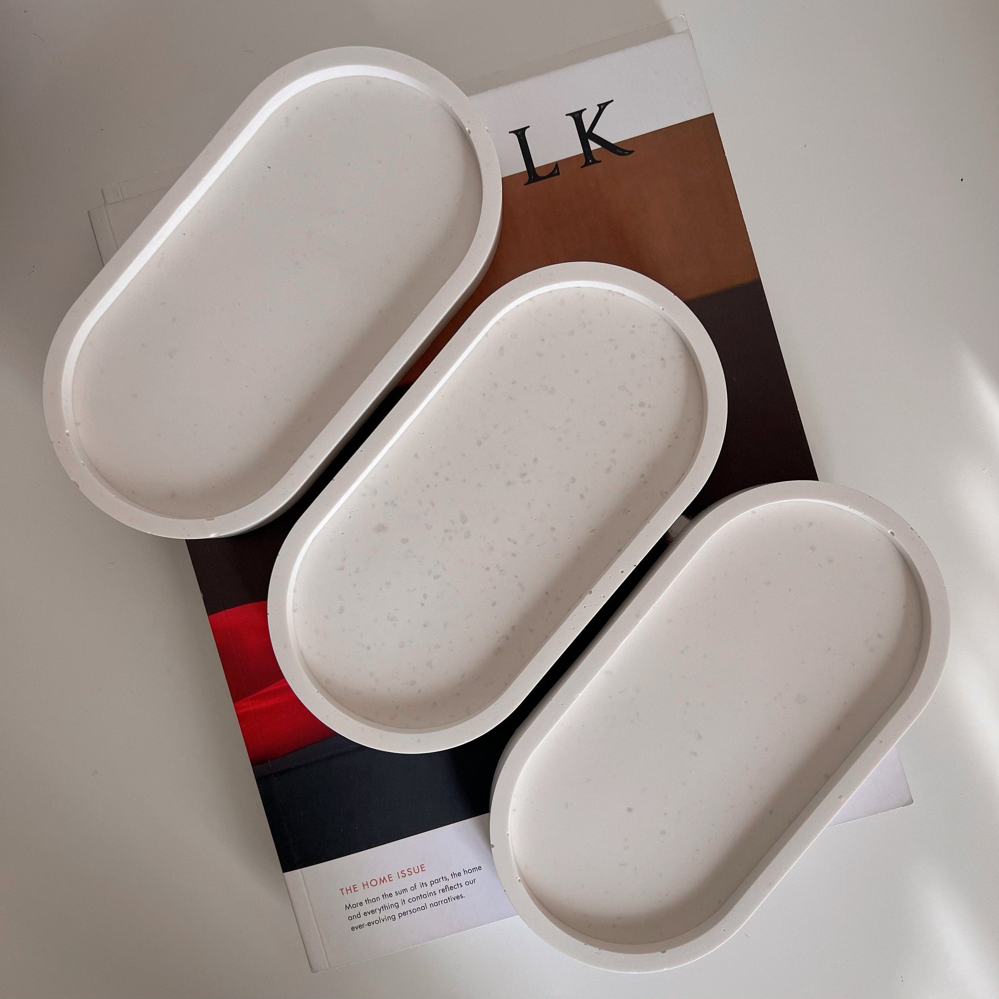 Handmade Jesmonite Oval Trinket Tray: Scandi Home Decor