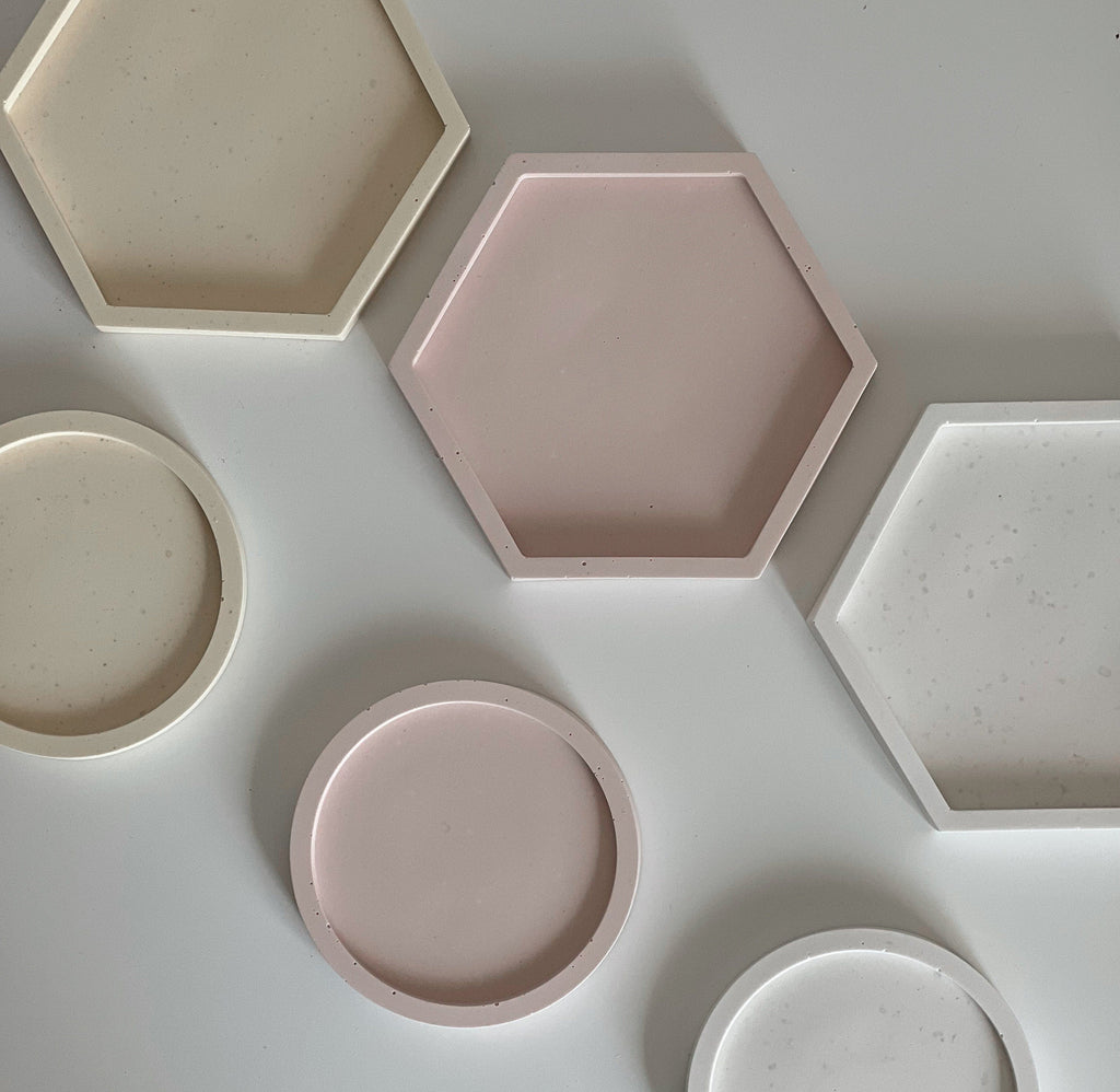 Hexagon Jesmonite Trinket Tray: Scandi Home Decor