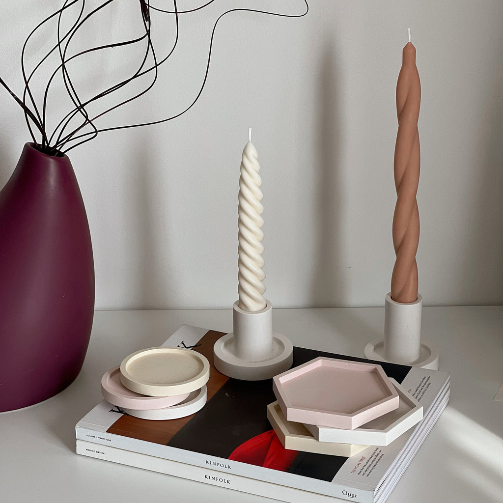 Small Round Jesmonite Trinket Tray: Scandi Home Decor