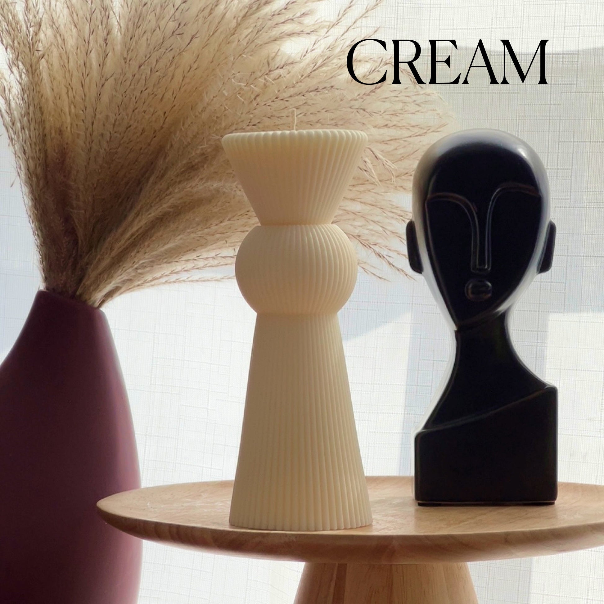 Ribbed Soy Wax Pillar Candle: Chess Figure, Home Decor