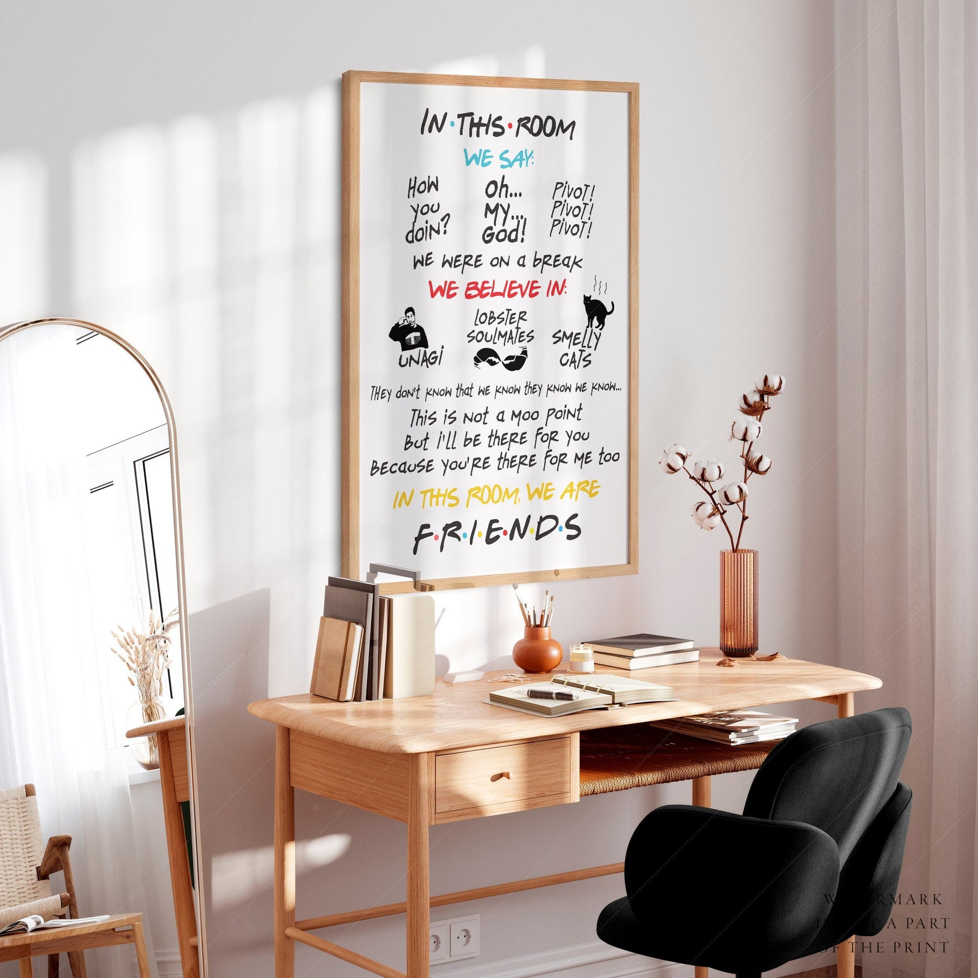 Friends TV Show Poster – In This Room Quotes Print – 90s Sitcom Wall Art