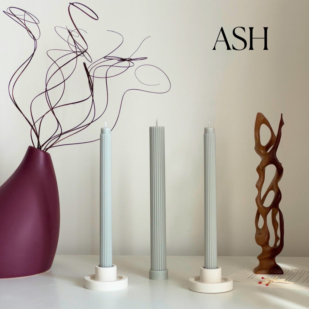 Ribbed Soy Wax Taper Candle: Unscented Event Decor