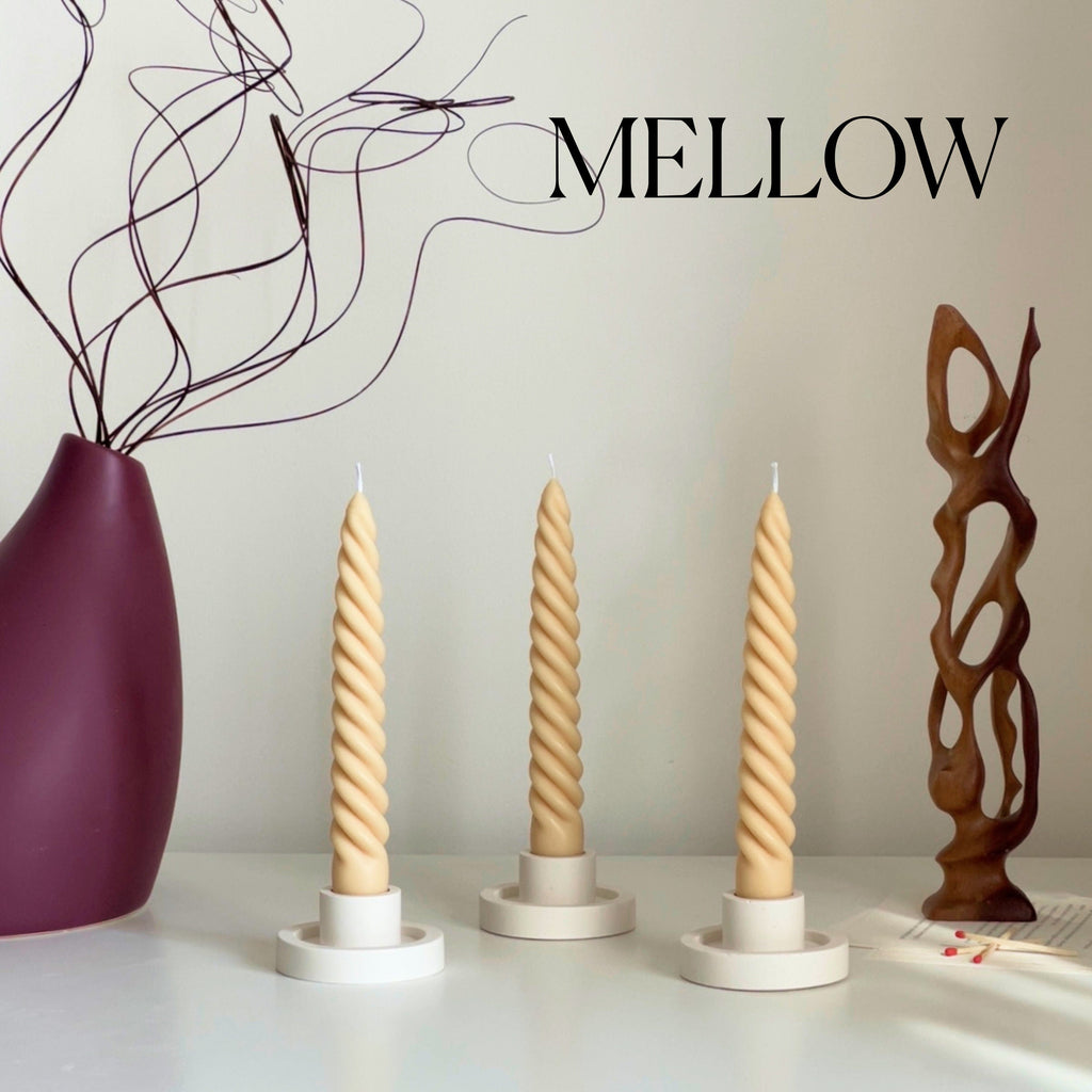 Handmade Twisted Taper Candle: Pastel Dinner Table Decor