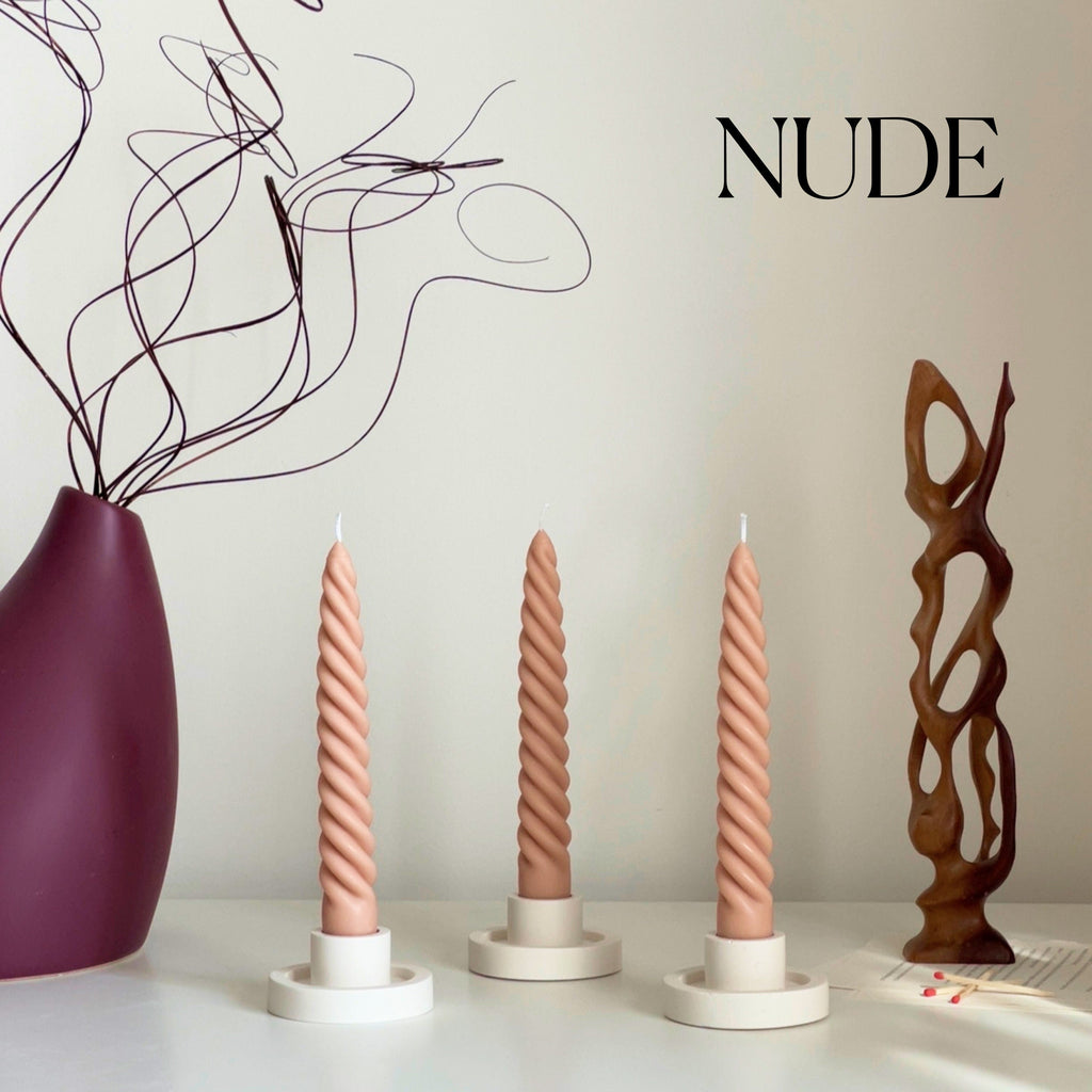 Handmade Twisted Taper Candle: Pastel Dinner Table Decor