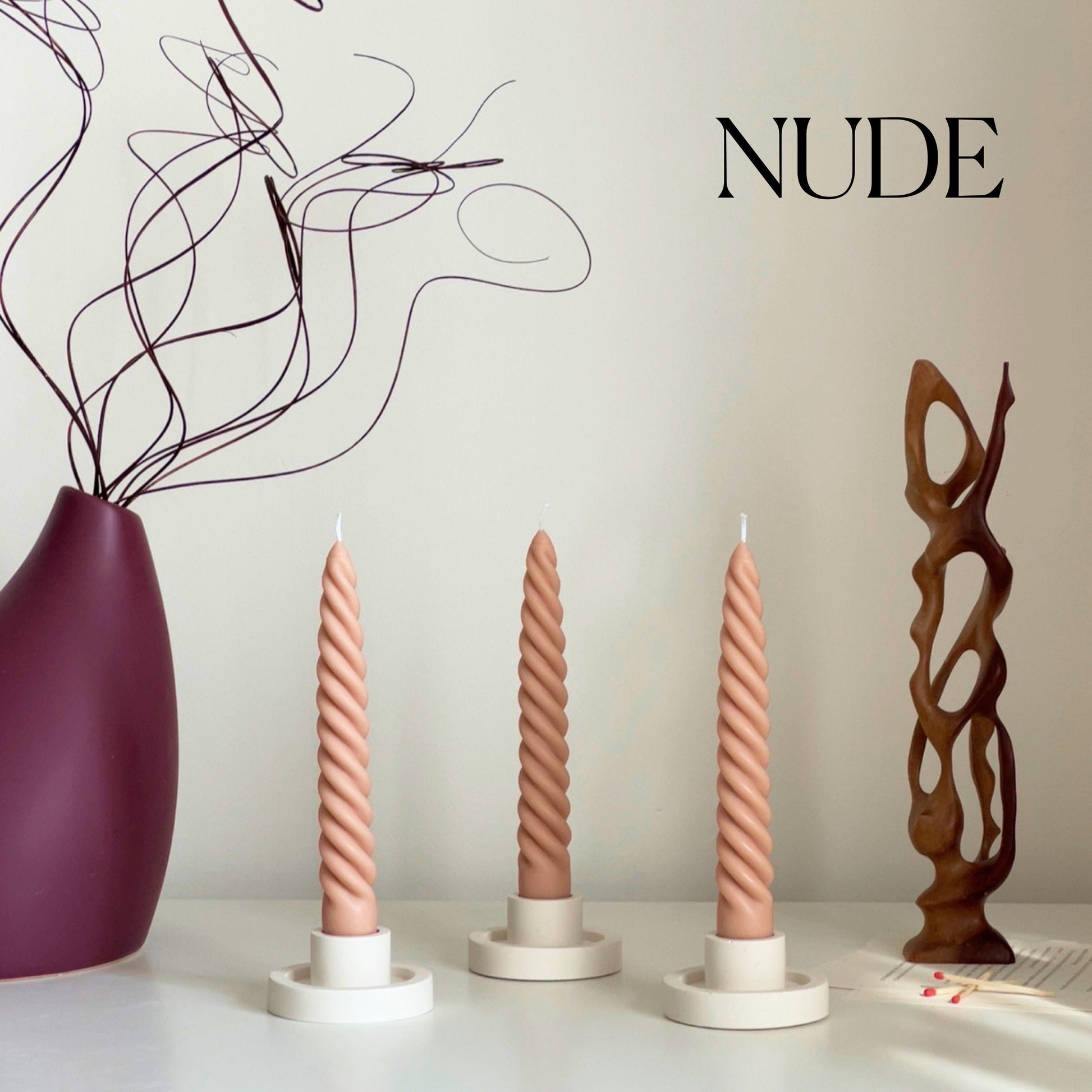 Handmade Twisted Taper Candle: Pastel Dinner Table Decor