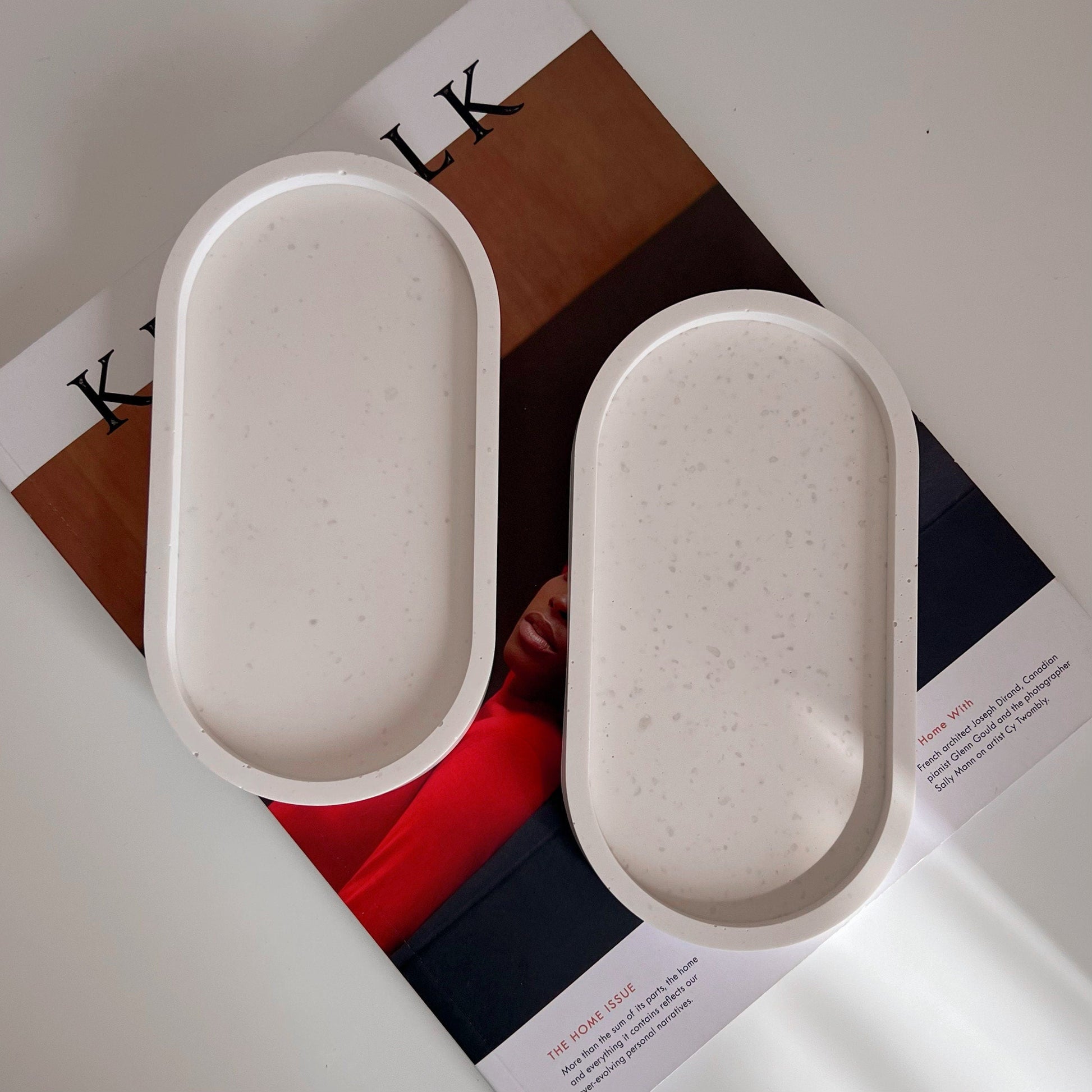 Handmade Jesmonite Oval Trinket Tray: Scandi Home Decor
