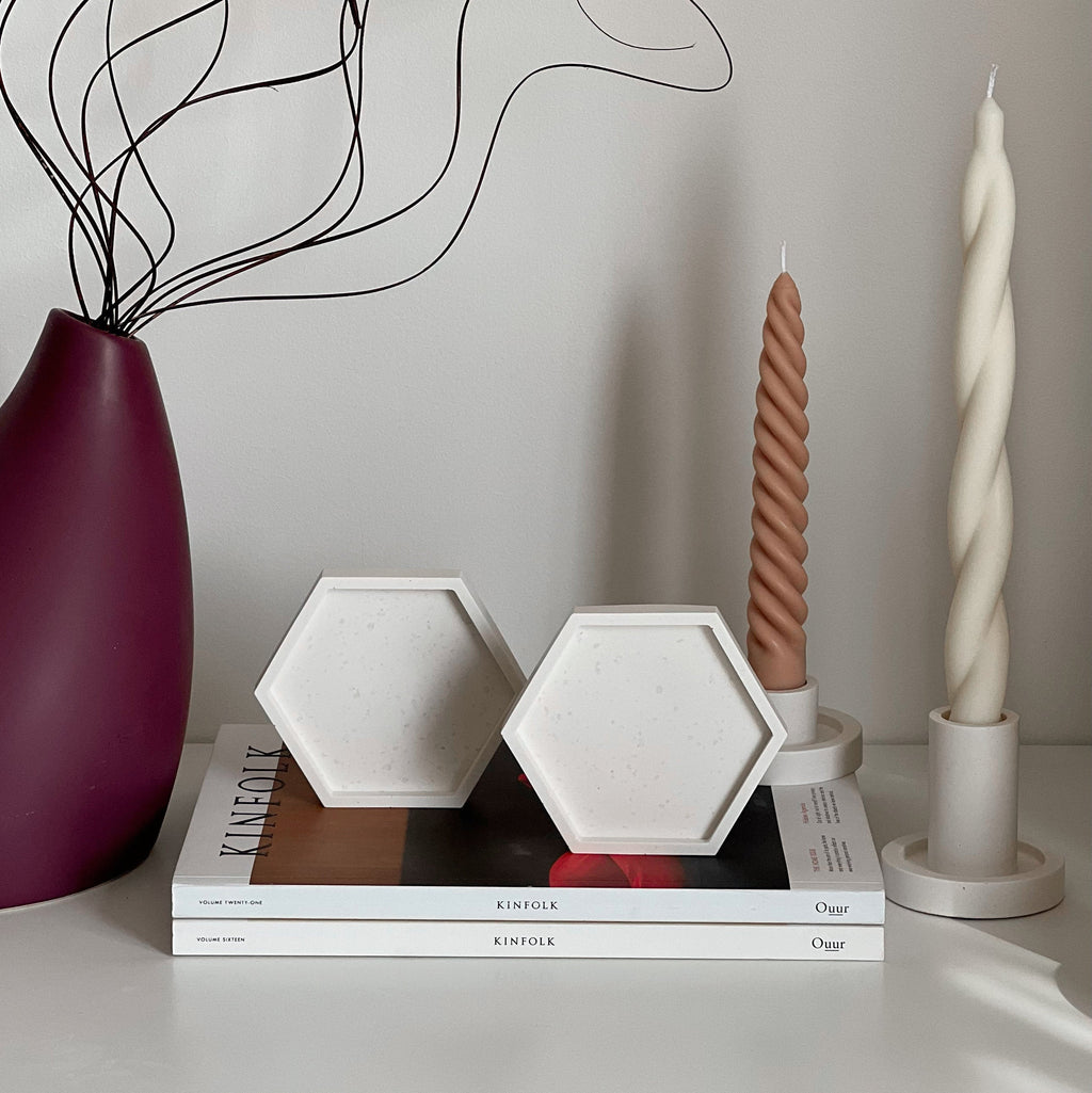 Hexagon Jesmonite Trinket Tray: Scandi Home Decor