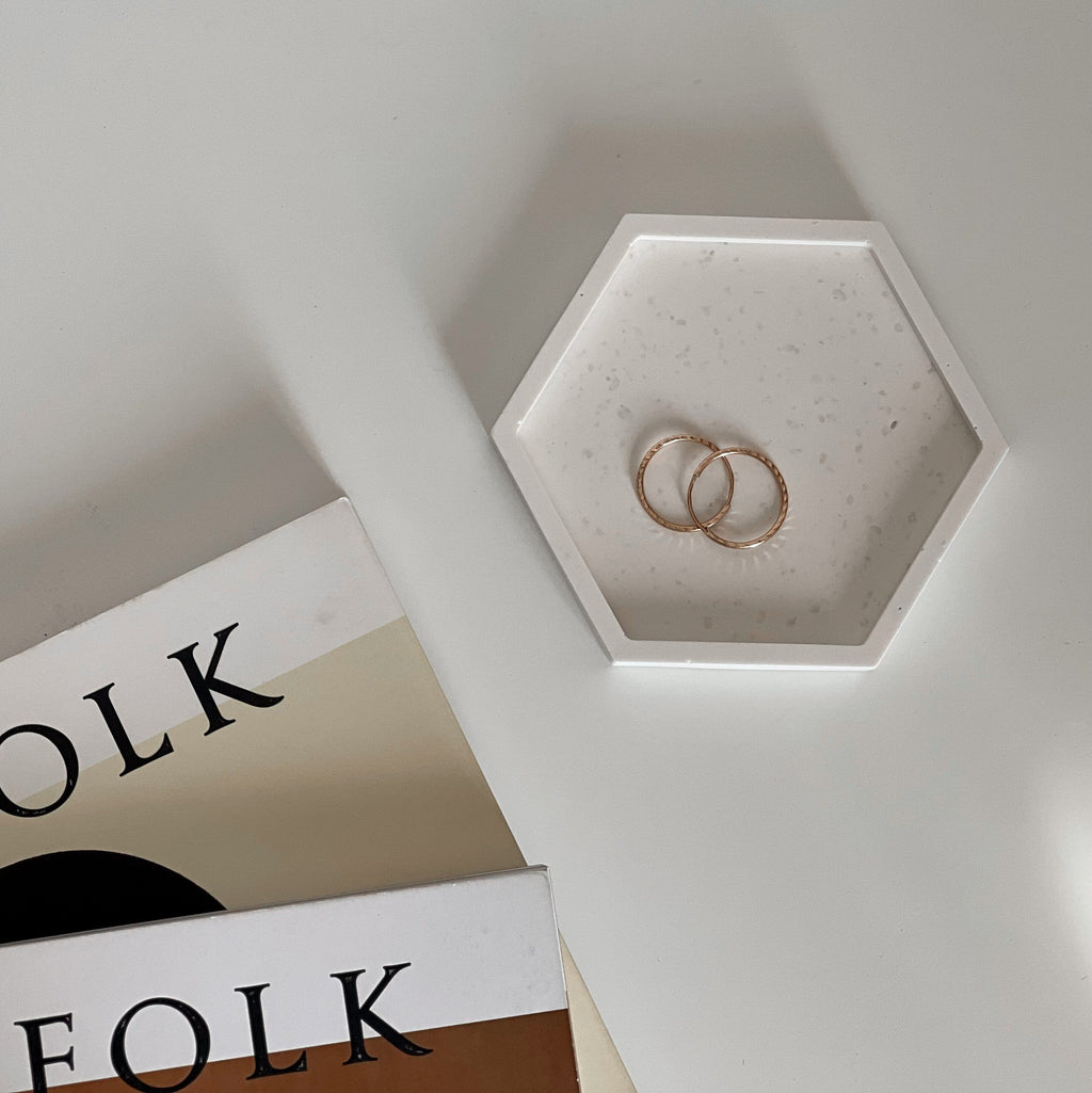 Hexagon Jesmonite Trinket Tray: Scandi Home Decor