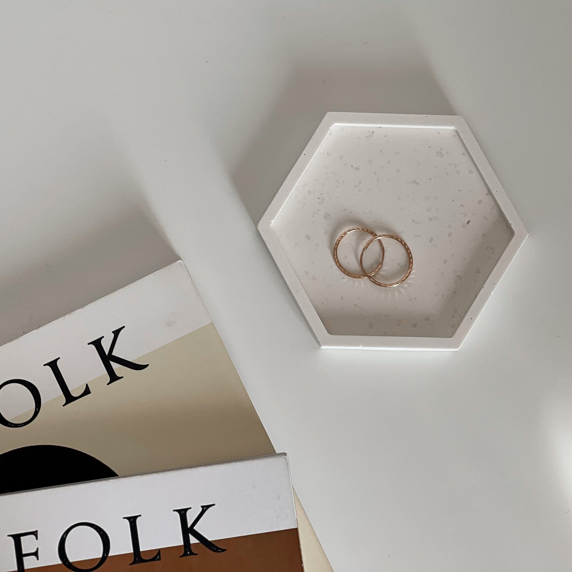 Hexagon Jesmonite Trinket Tray: Scandi Home Decor