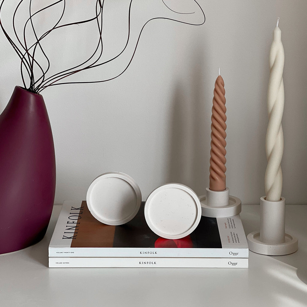 Small Round Jesmonite Trinket Tray: Scandi Home Decor