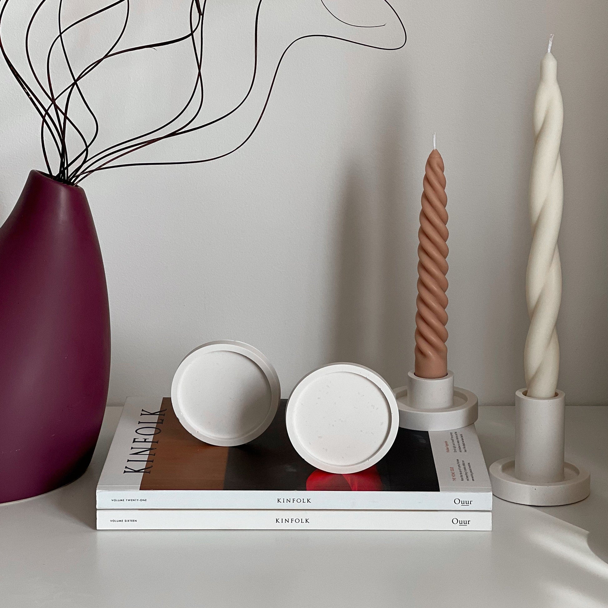 Small Round Jesmonite Trinket Tray: Scandi Home Decor
