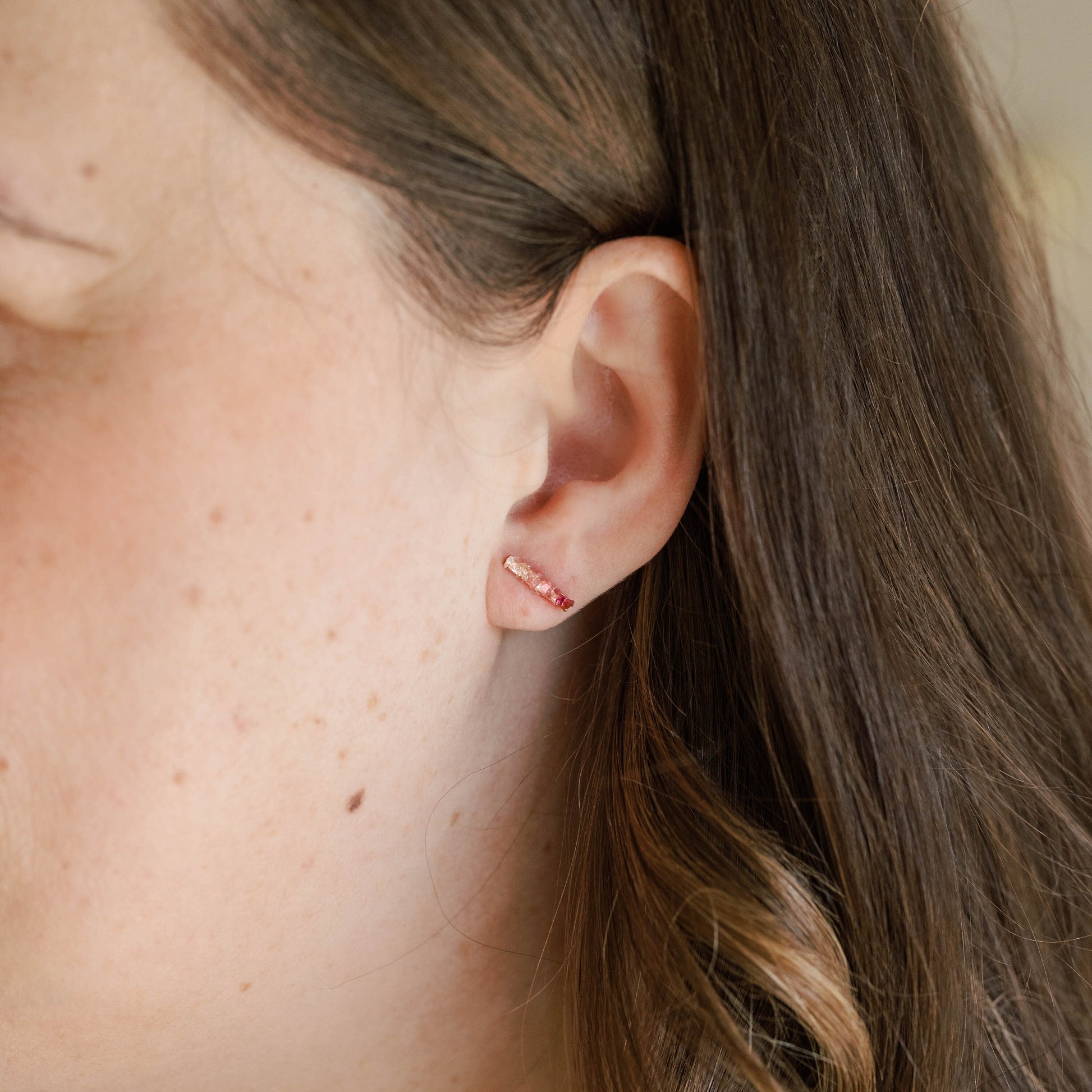Raw Gemstone Earrings, Stud Minimalist Bridal Wedding Earrings For Women, Tiny Bar Earrings, Opal Jewelry, Herkimer Diamond Earrings