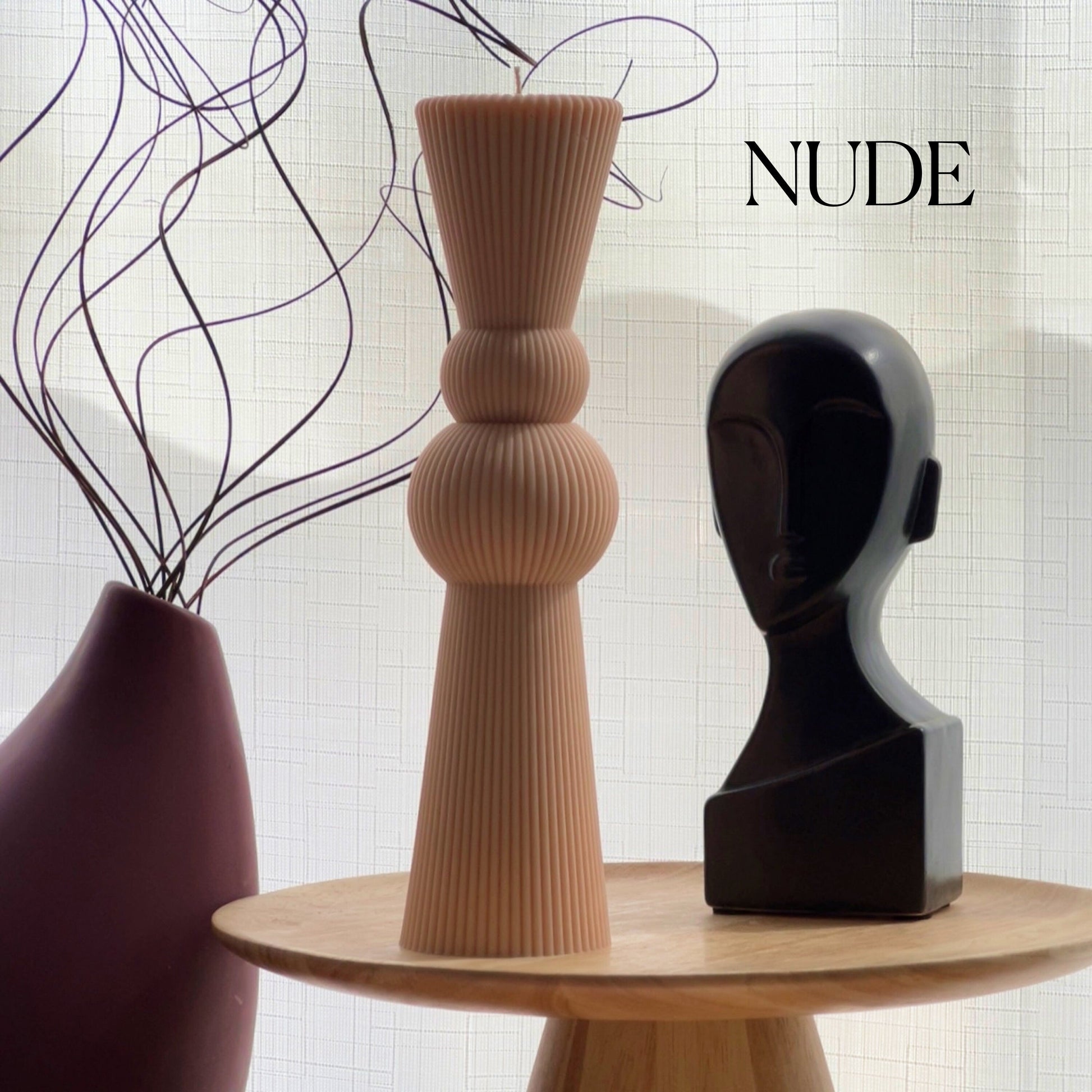 Big Chess Pillar Candle: Ribbed Soy Wax Decorative Candle