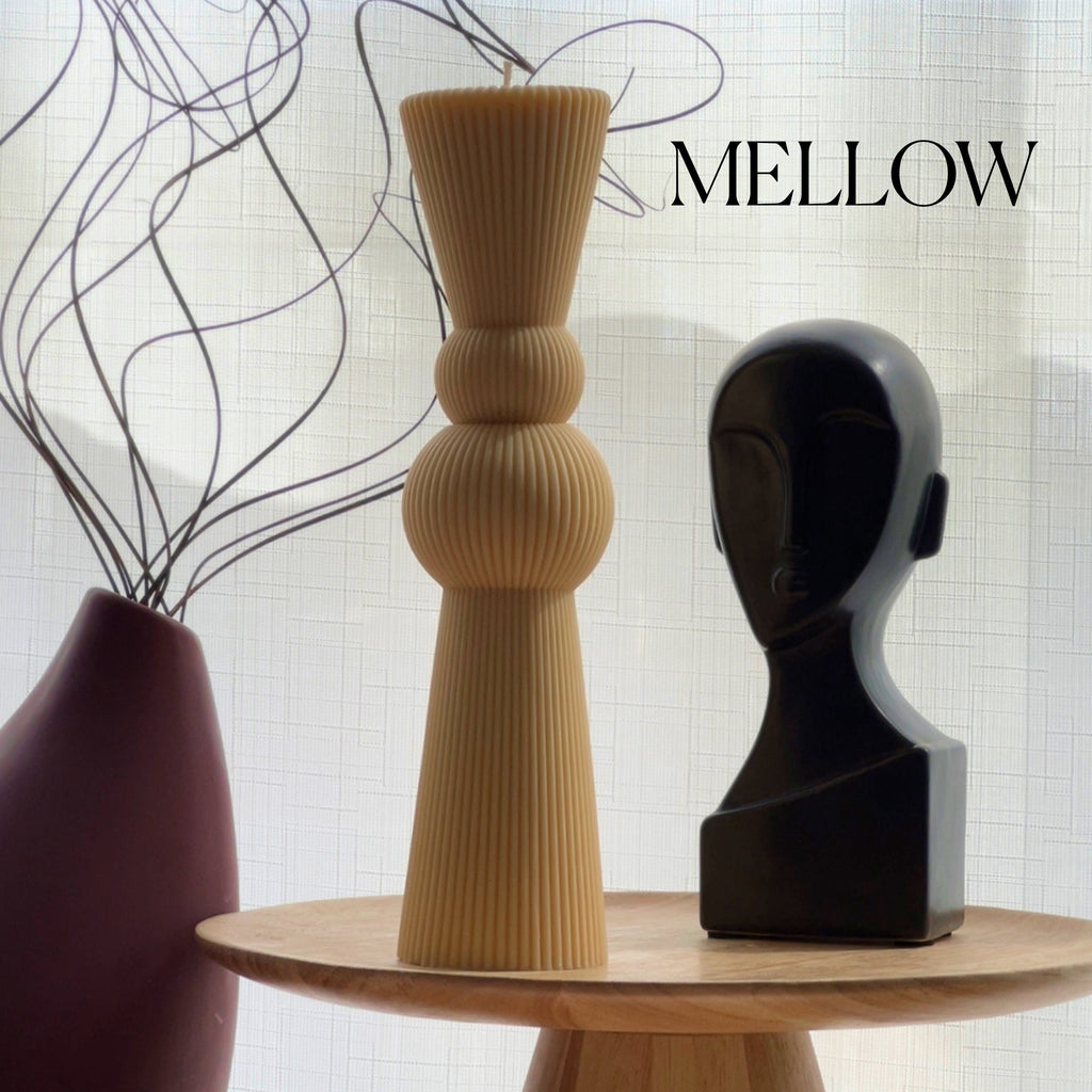 Big Chess Pillar Candle: Ribbed Soy Wax Decorative Candle