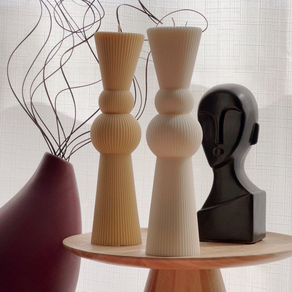 Big Chess Pillar Candle: Ribbed Soy Wax Decorative Candle