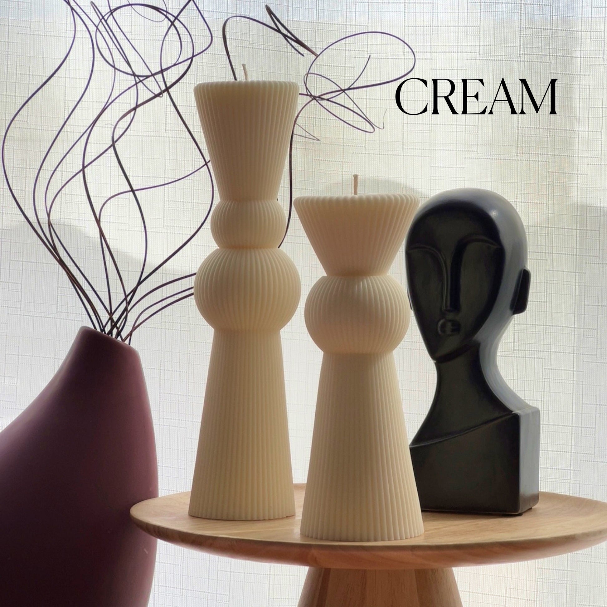 Soy Wax Chess Pillar Candle Set | Ribbed Decorative Candles