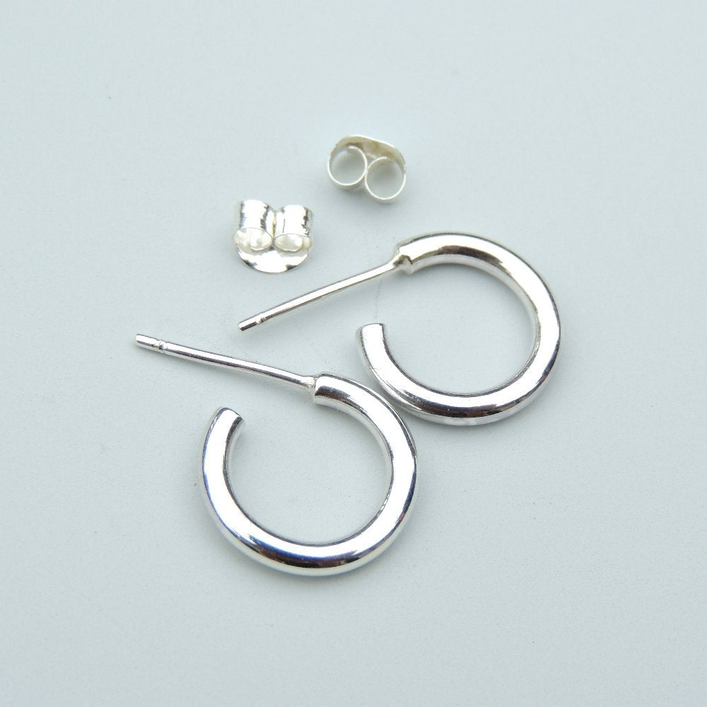 Sterling Silver Hoops Extra Small Classic Stud Earrings 10mm Silver Studs