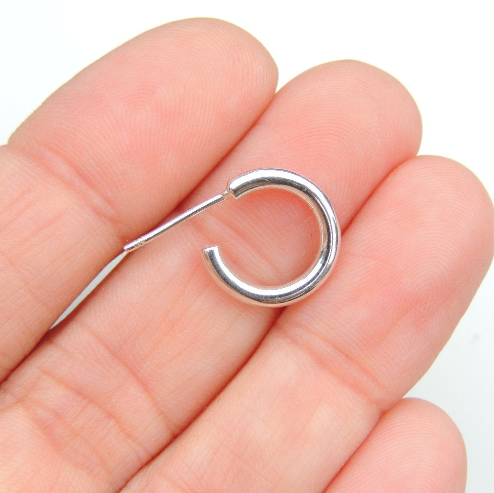 Sterling Silver Hoops Extra Small Classic Stud Earrings 10mm Silver Studs