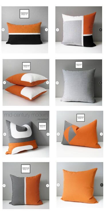 Housse de coussin d'extérieur décorative orange en tissu Sunbrella® de Toscane